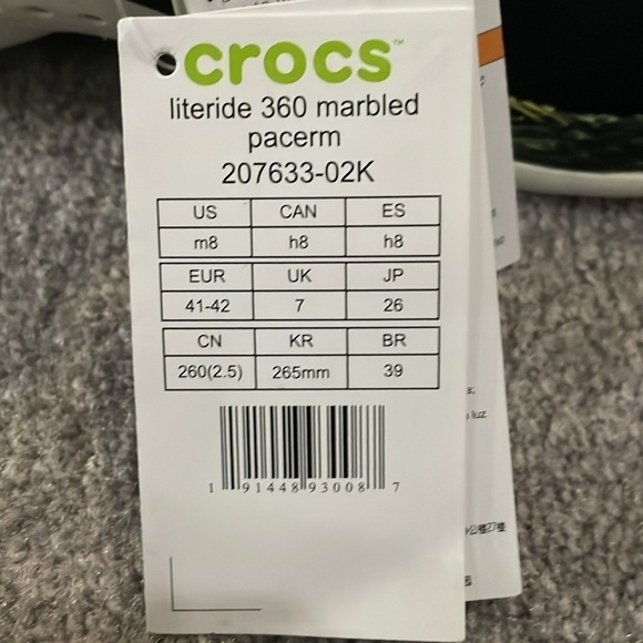 NWOB Men’s crocs. Lite Ride. Marbled pattern. Size 8. - Picture 6 of 6